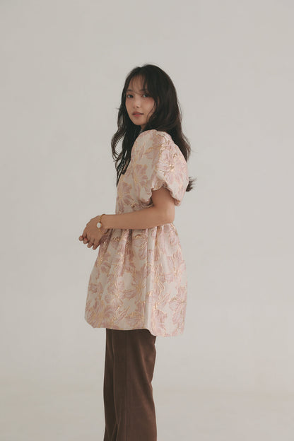 jacquard puffy peplum tops