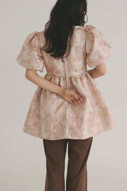 jacquard puffy peplum tops
