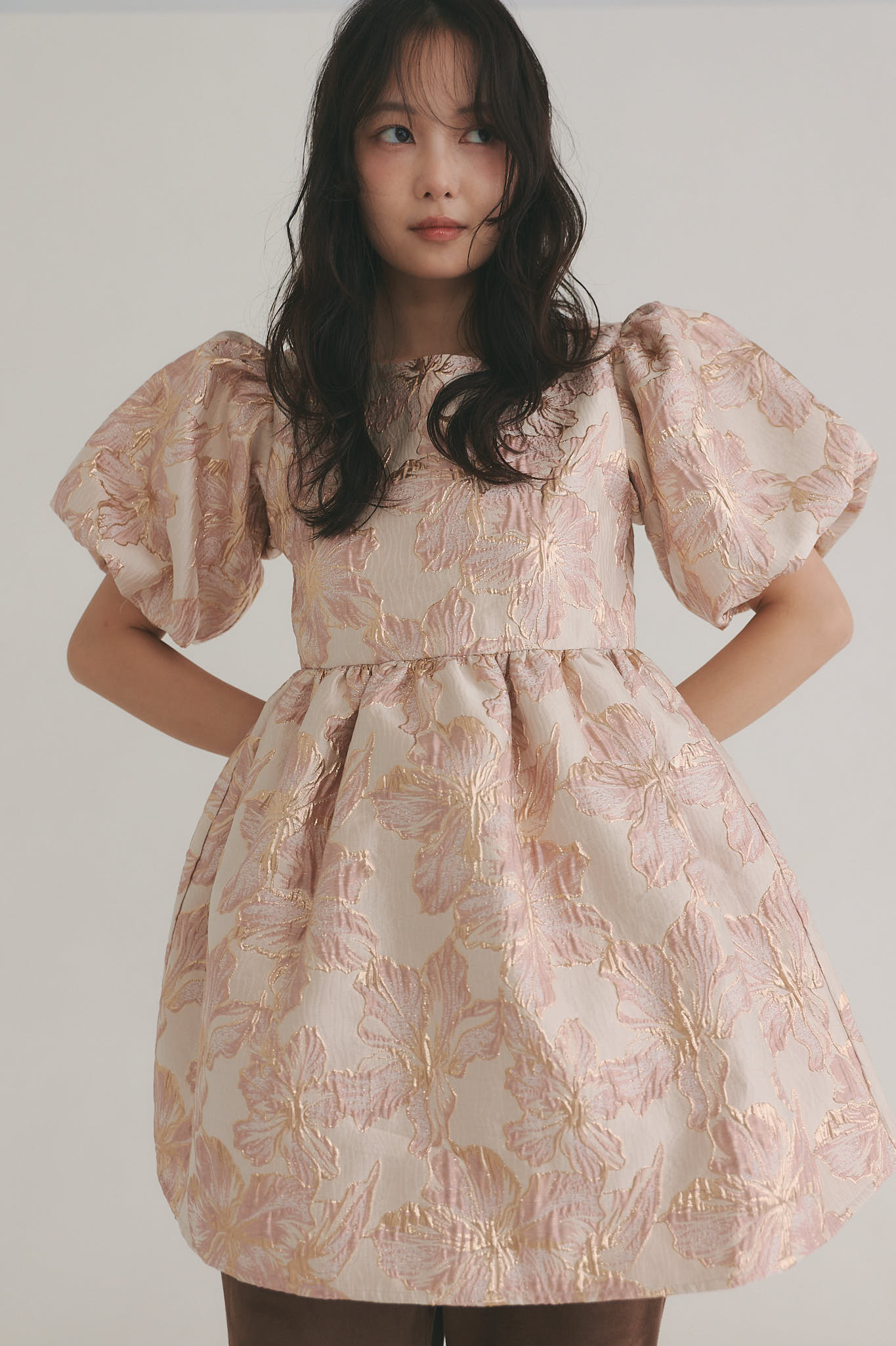 jacquard puffy peplum tops