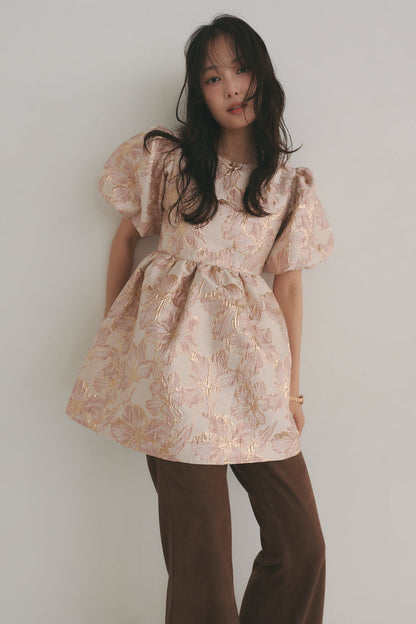 jacquard puffy peplum tops