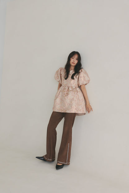 jacquard puffy peplum tops