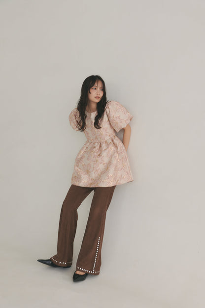 jacquard puffy peplum tops