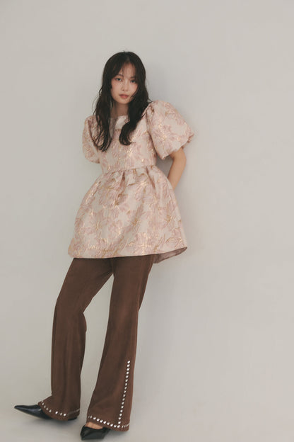 jacquard puffy peplum tops