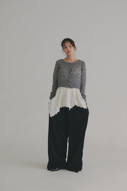 wave design sheer knit