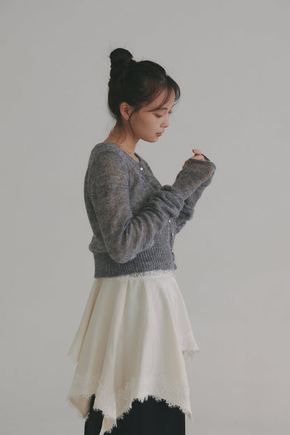 wave design sheer knit
