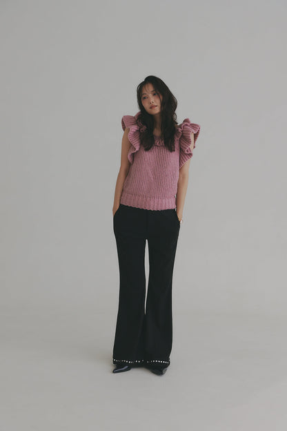 frill neck petal knit