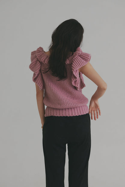 frill neck petal knit