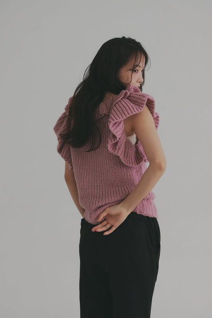 frill neck petal knit