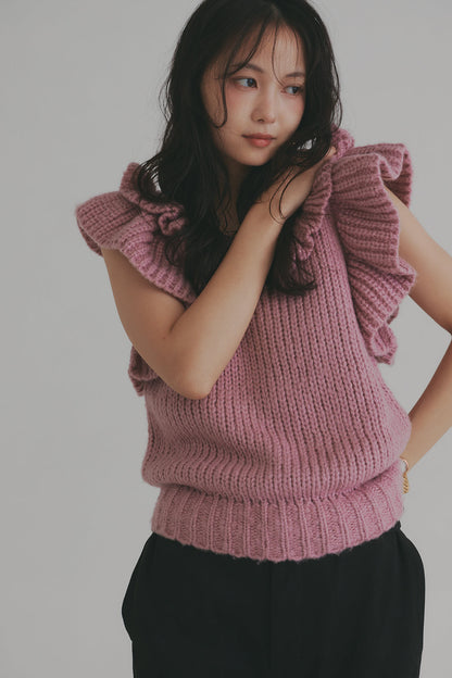 frill neck petal knit