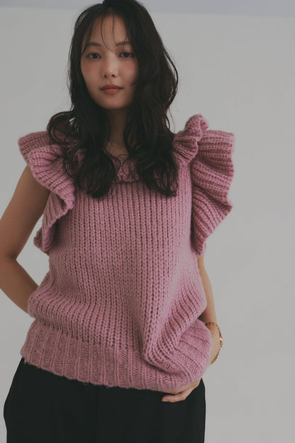 frill neck petal knit