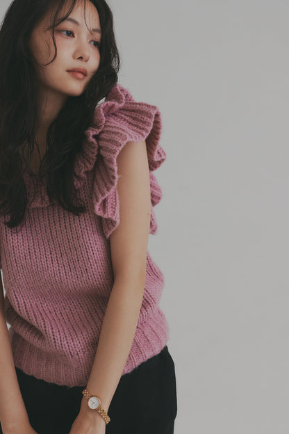 frill neck petal knit