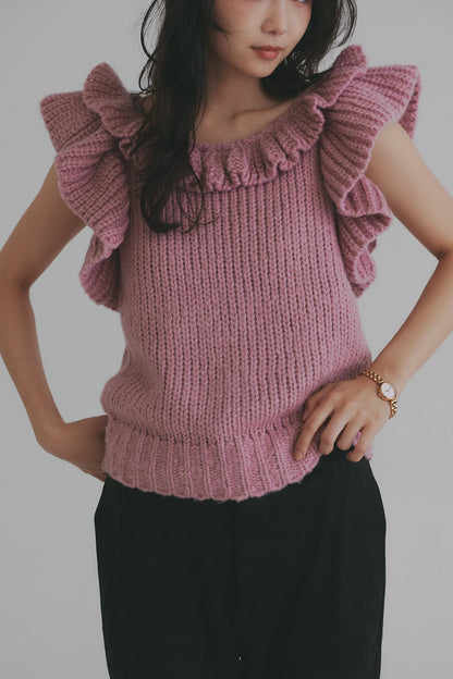 frill neck petal knit