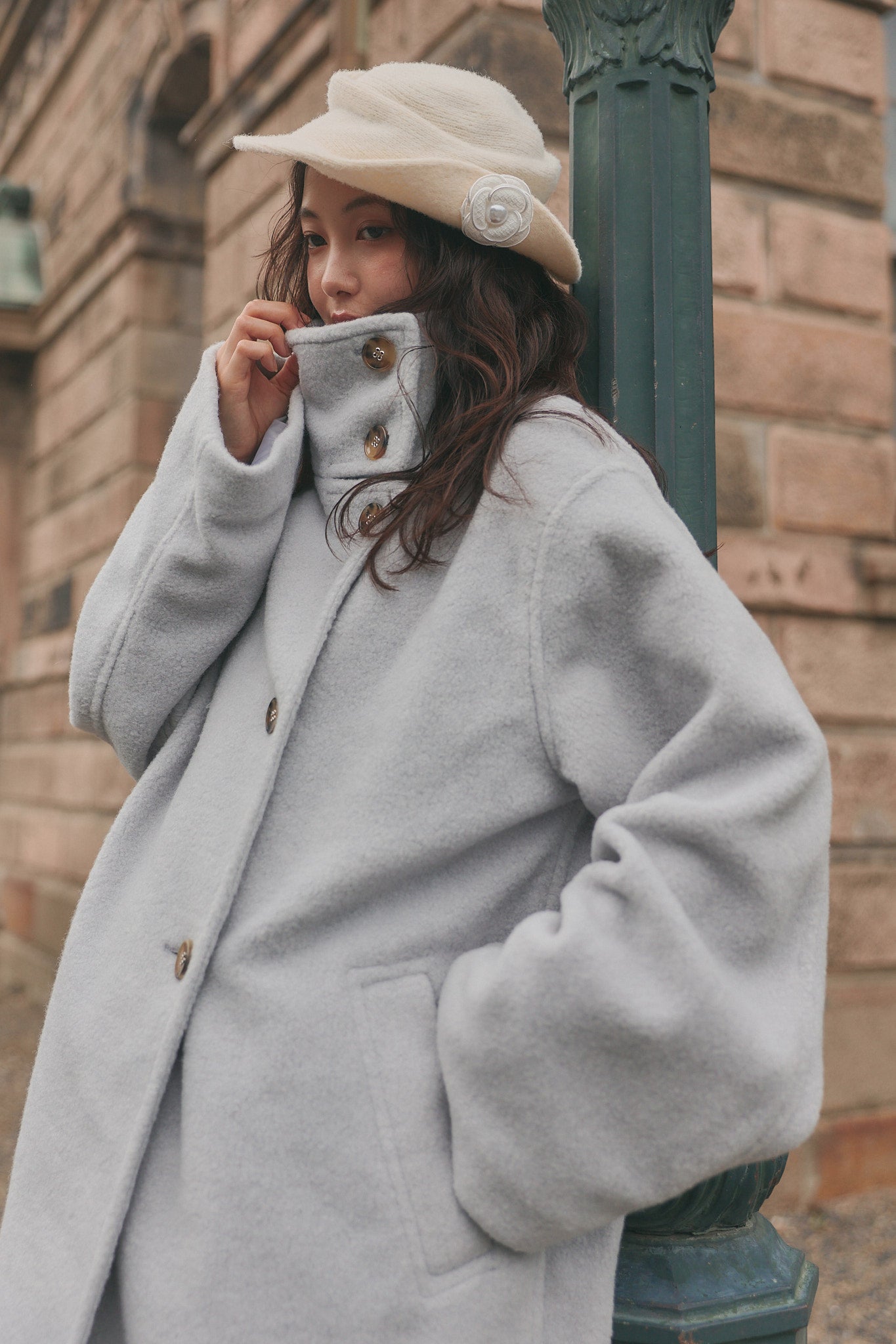 wrap collar medium coat［11月上旬お届け］