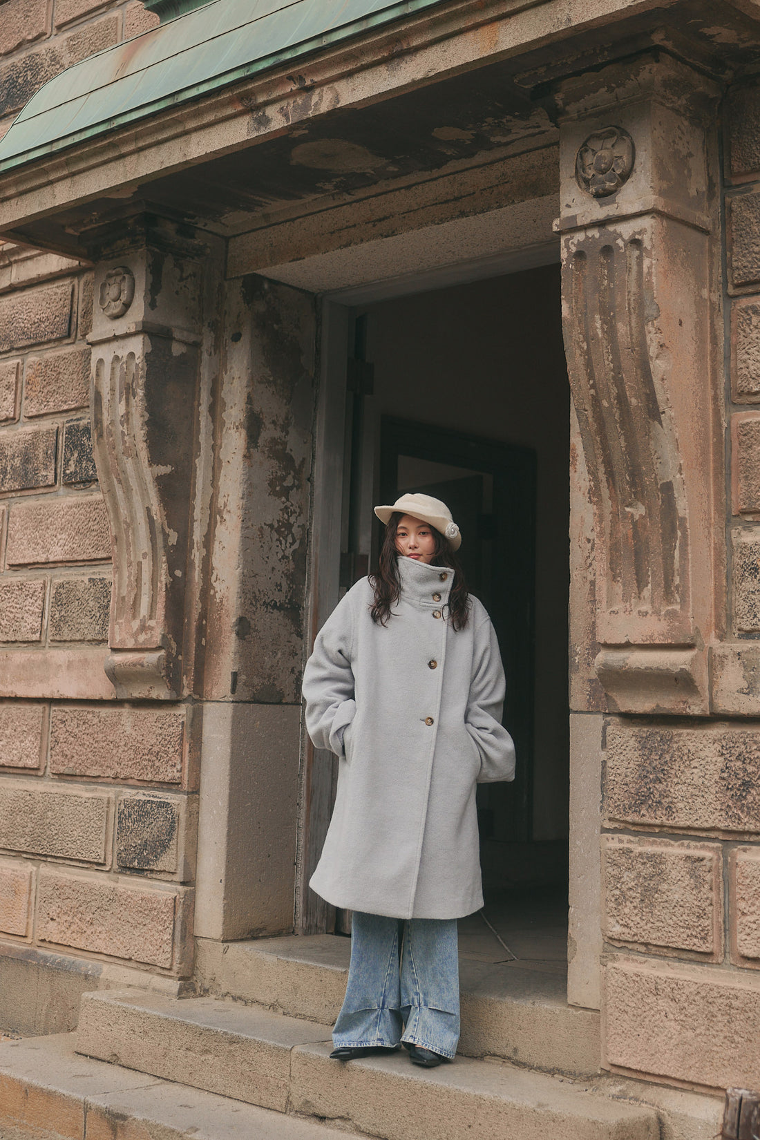 wrap collar medium coat［11月上旬お届け］