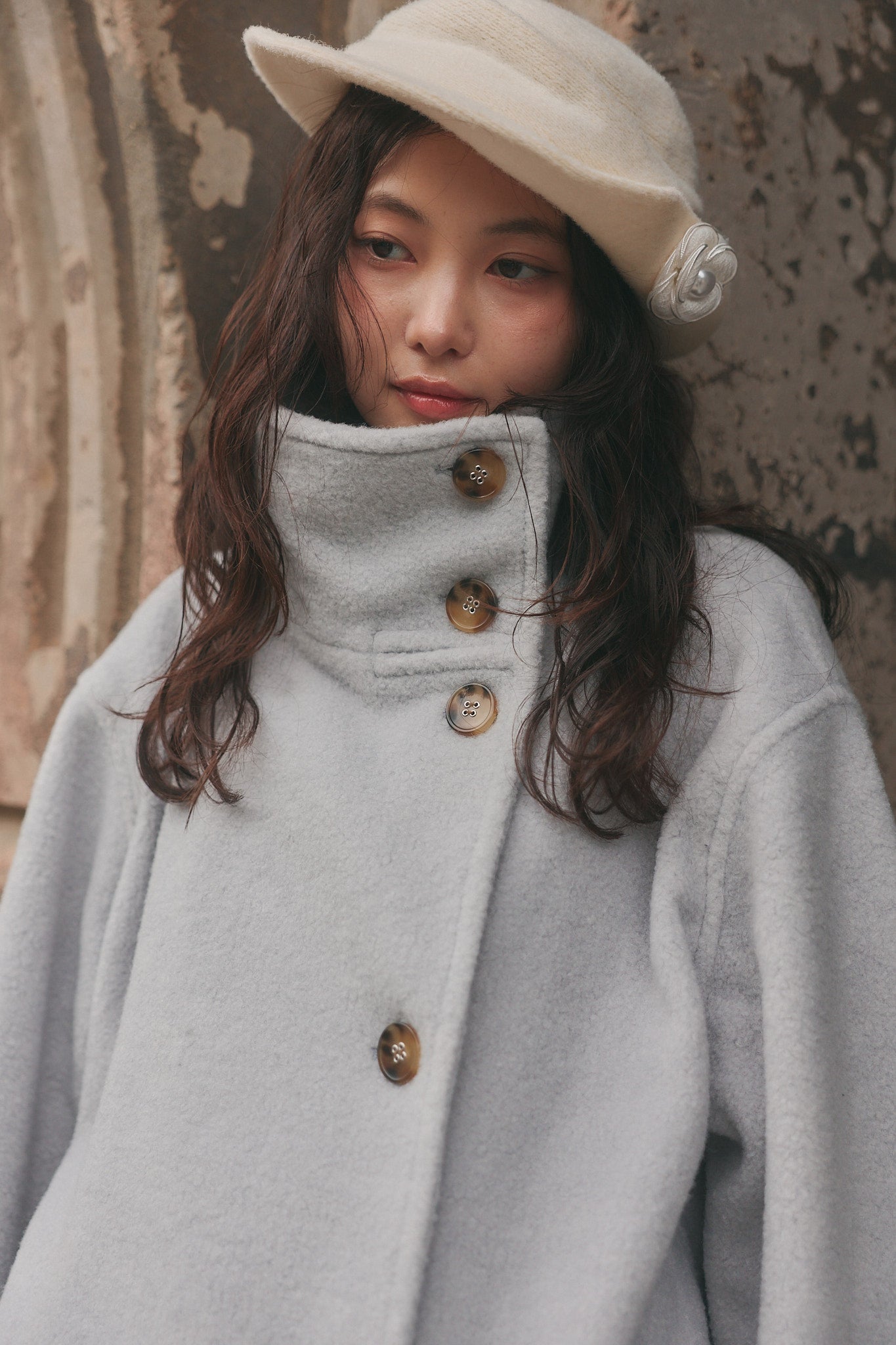 wrap collar medium coat［11月上旬お届け］