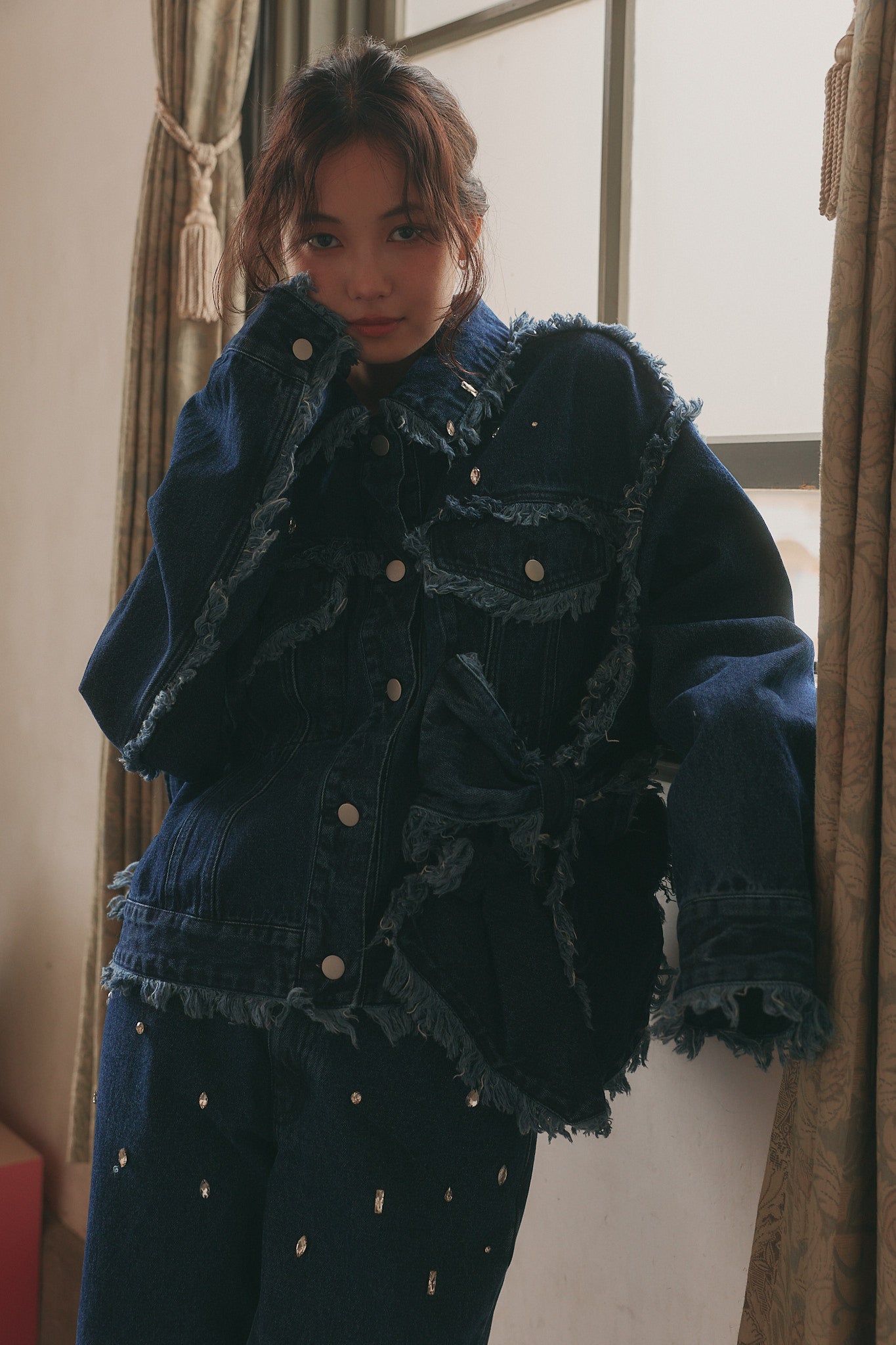 ribbon design denim jacket ［9月中旬お届け］