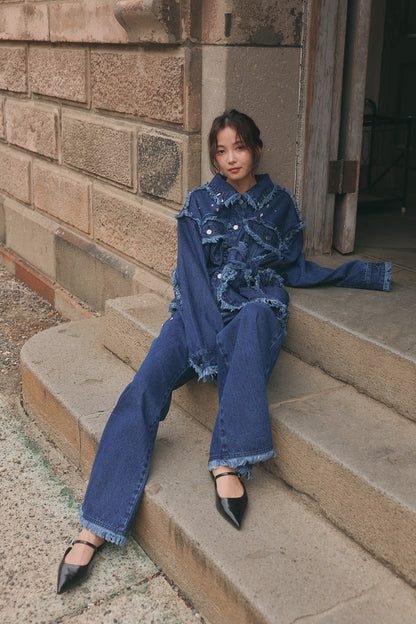 ribbon design denim jacket ［9月中旬お届け］