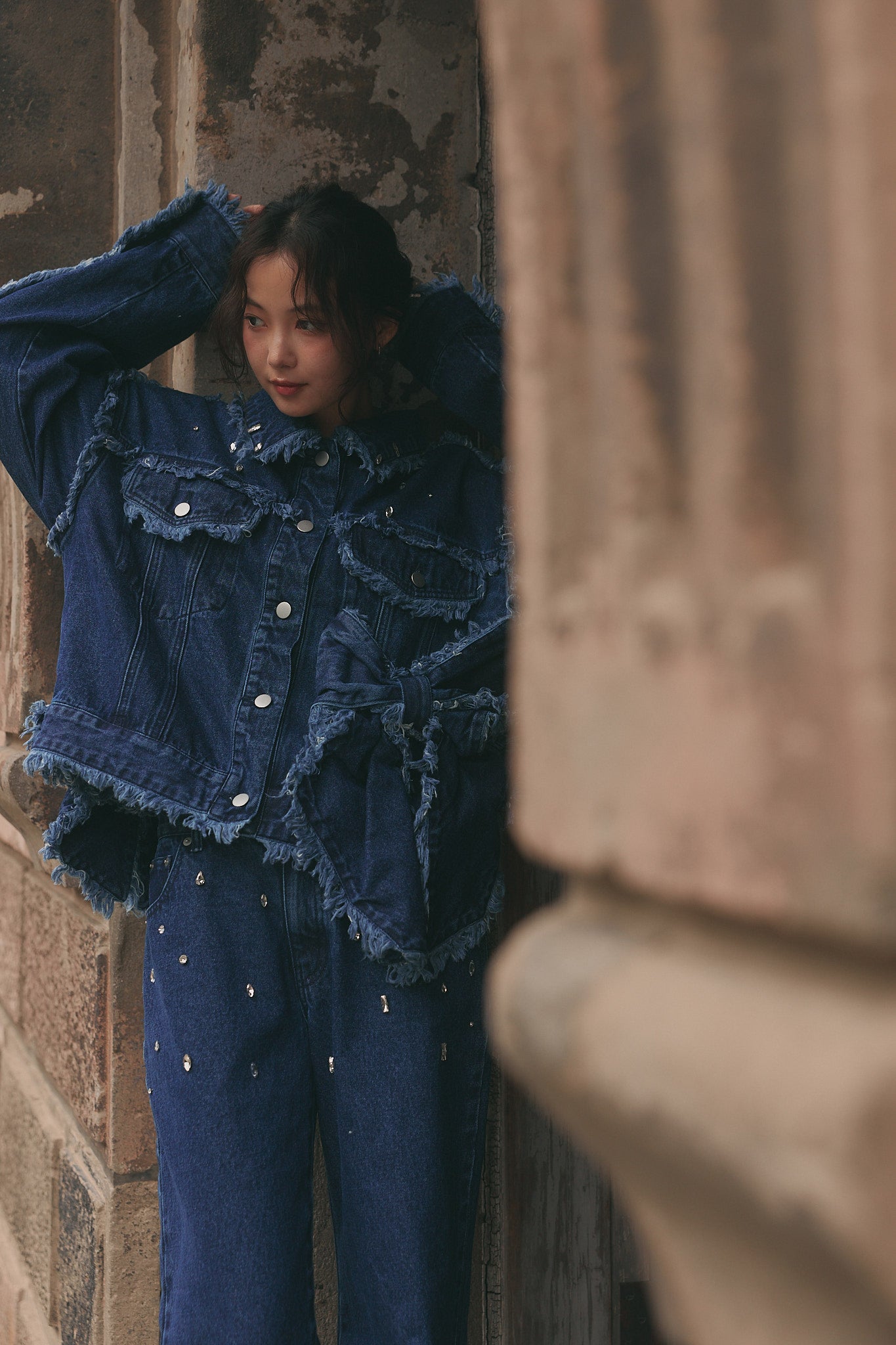 ribbon design denim jacket ［9月中旬お届け］