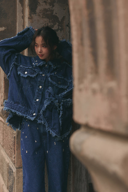 ribbon design denim jacket ［9月中旬お届け］