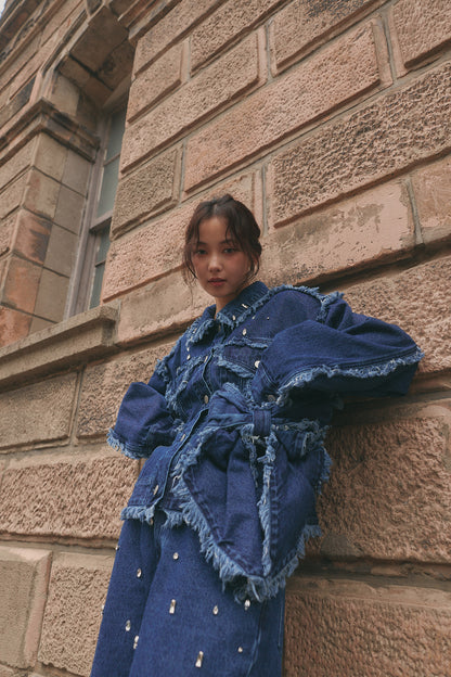 ribbon design denim jacket ［9月中旬お届け］
