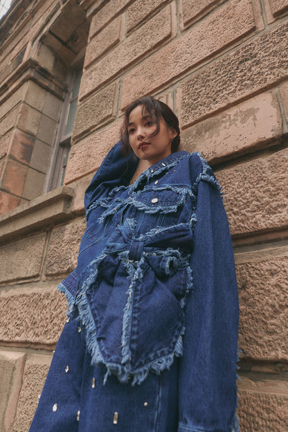 ribbon design denim jacket ［9月中旬お届け］