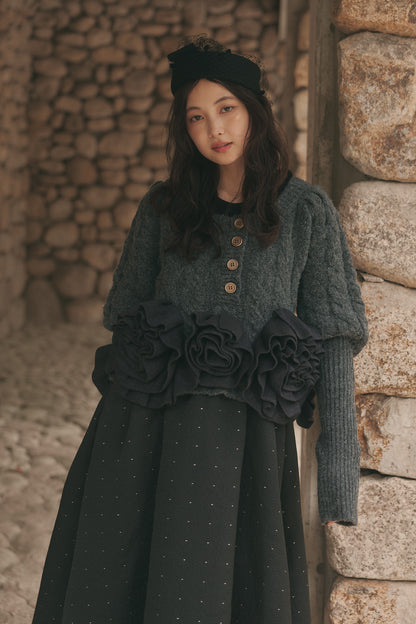 corsage knit cardigan［9月中旬お届け］