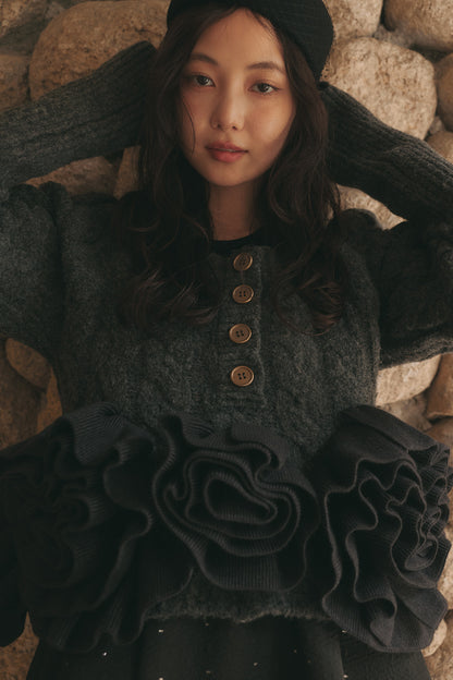 corsage knit cardigan［9月中旬お届け］