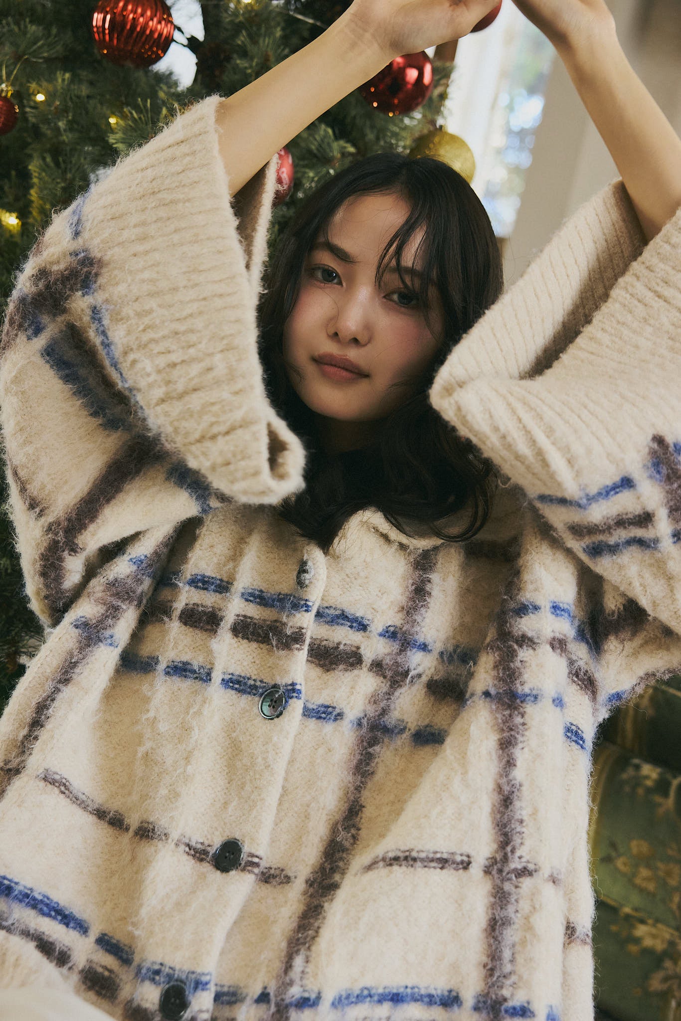 checked pattern knit – andequal