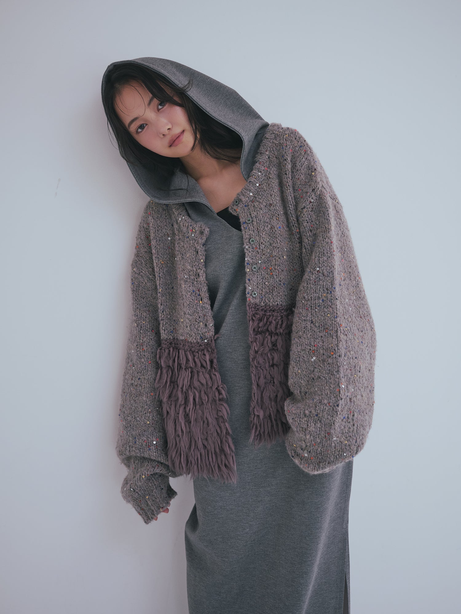 fringe design gritter knit