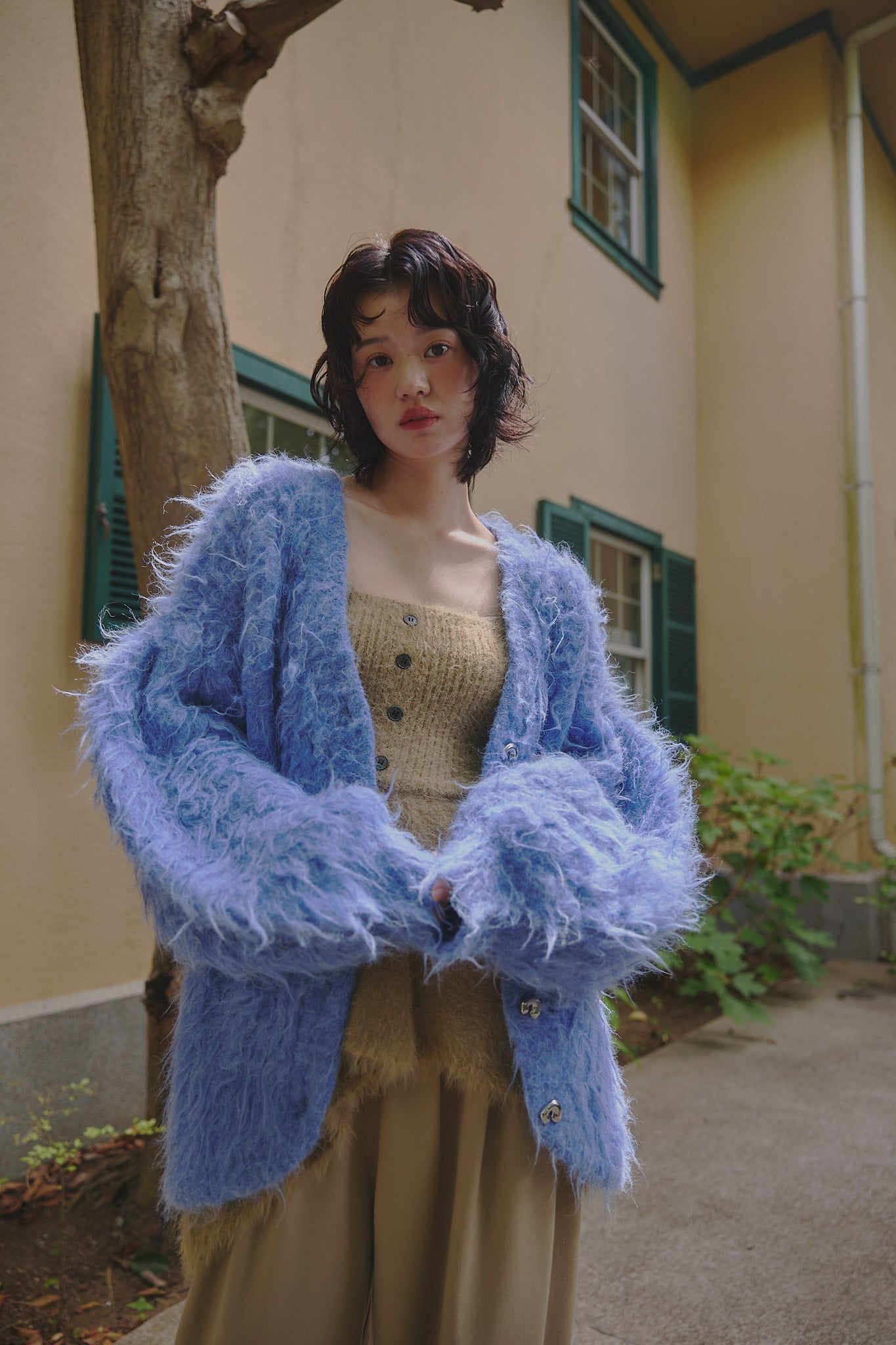 unique button knit cardigan