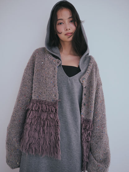fringe design gritter knit