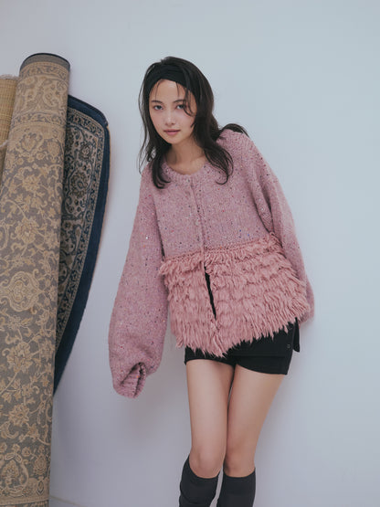 fringe design gritter knit