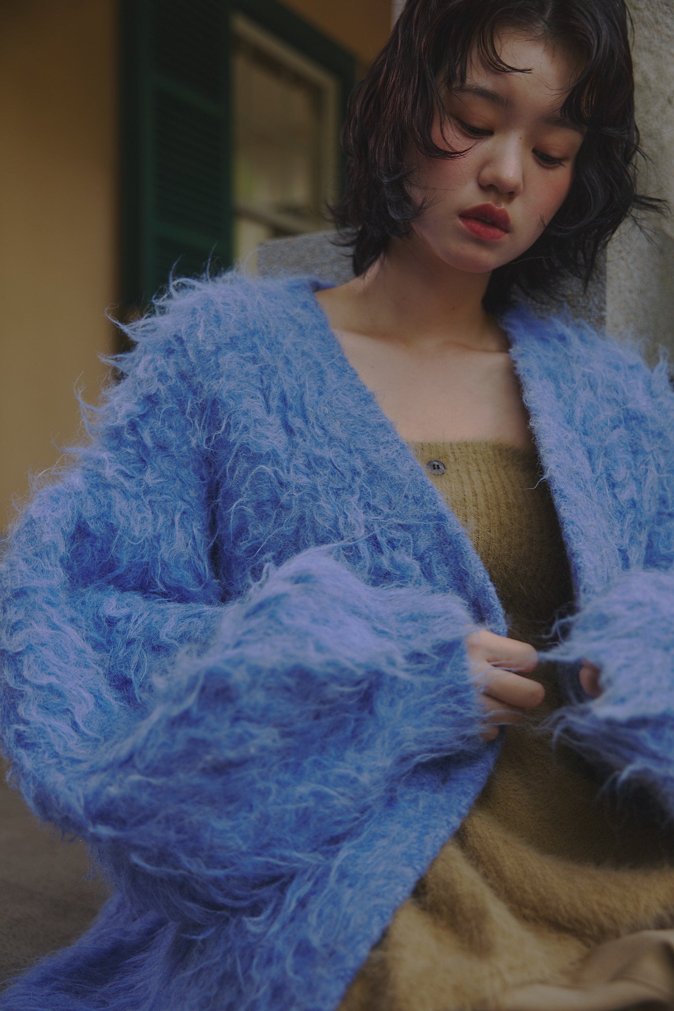 unique button knit cardigan