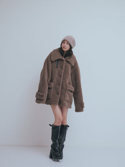 stand neck boa coat