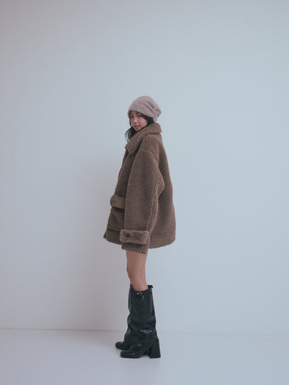 stand neck boa coat