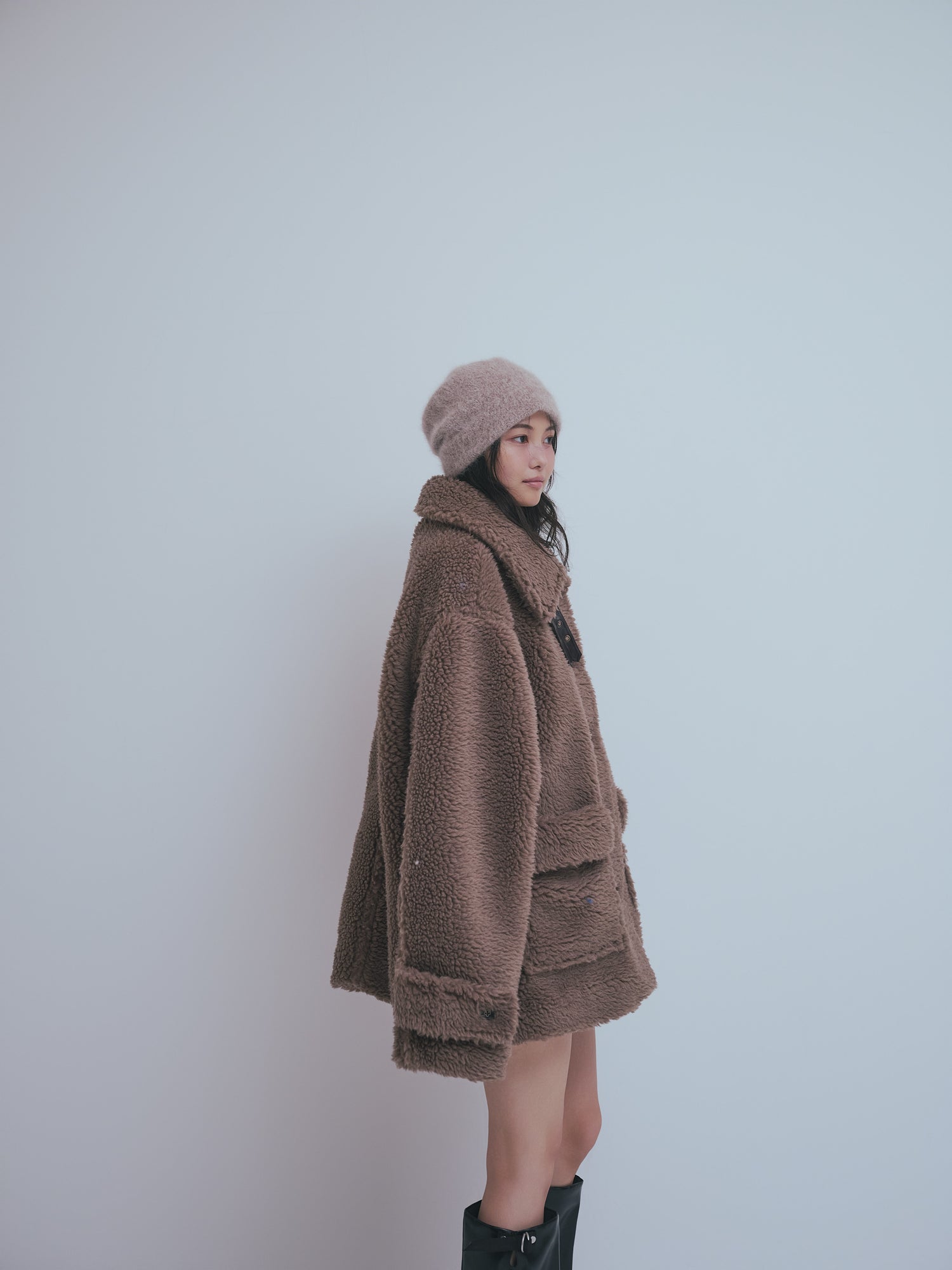stand neck boa coat
