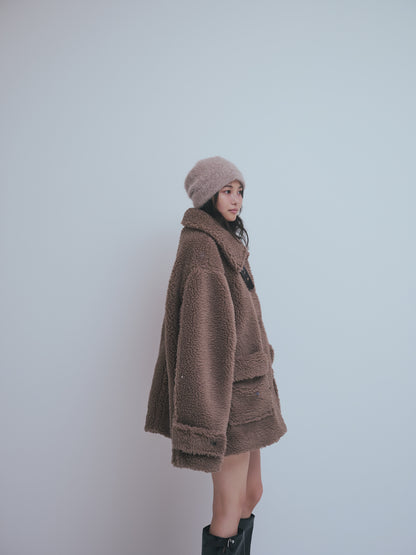 stand neck boa coat