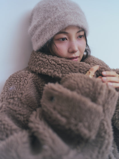 stand neck boa coat