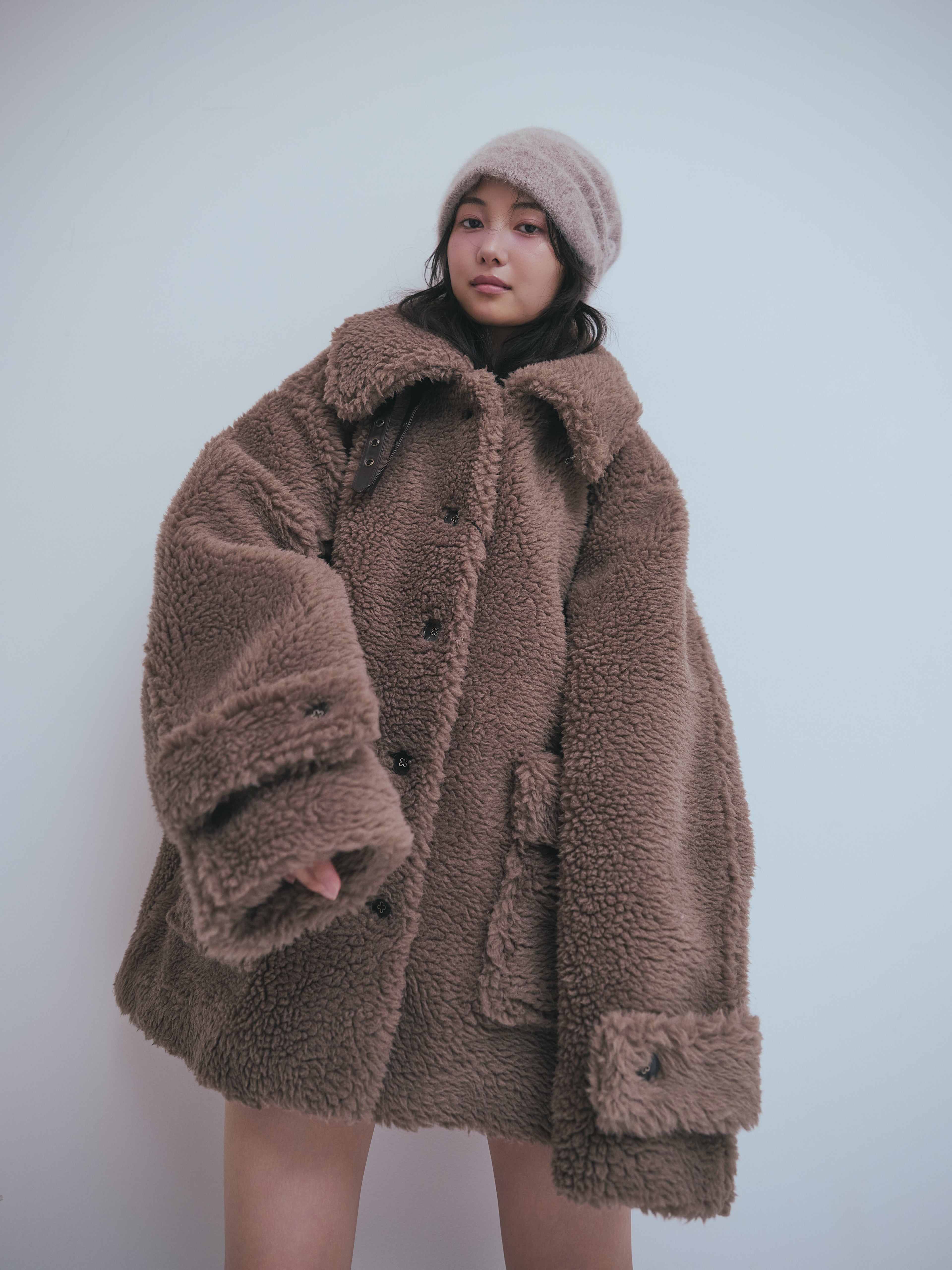 stand neck boa coat