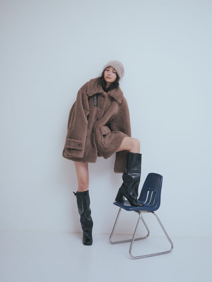 stand neck boa coat