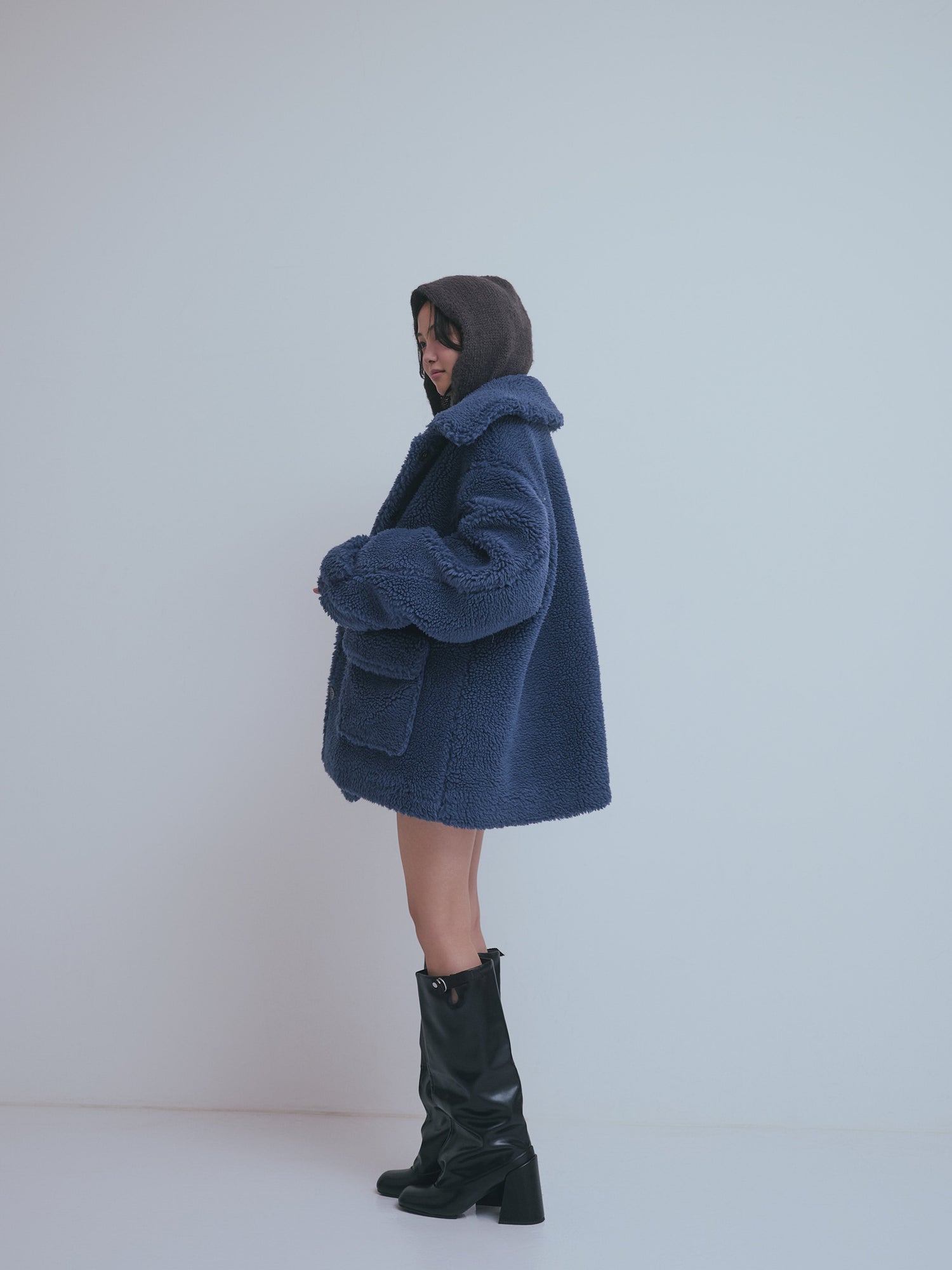 stand neck boa coat