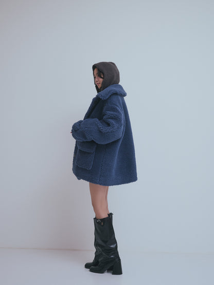 stand neck boa coat