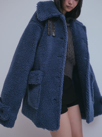stand neck boa coat