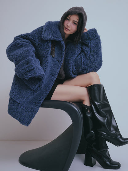 stand neck boa coat