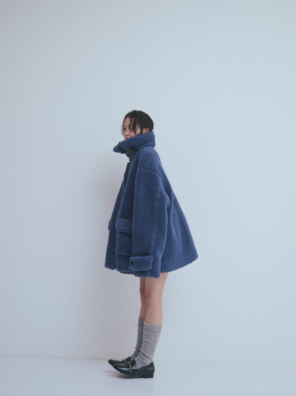 stand neck boa coat
