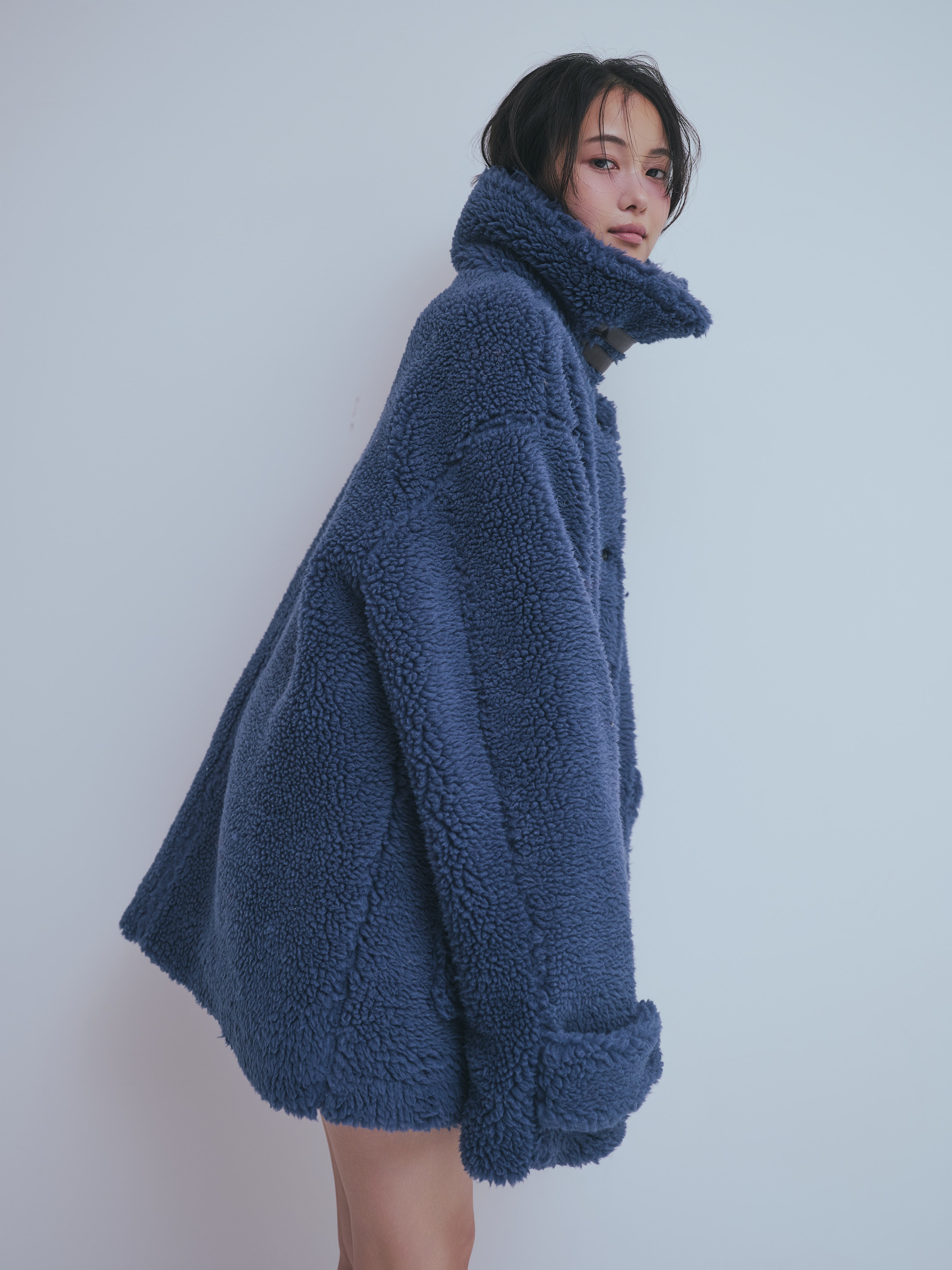 stand neck boa coat