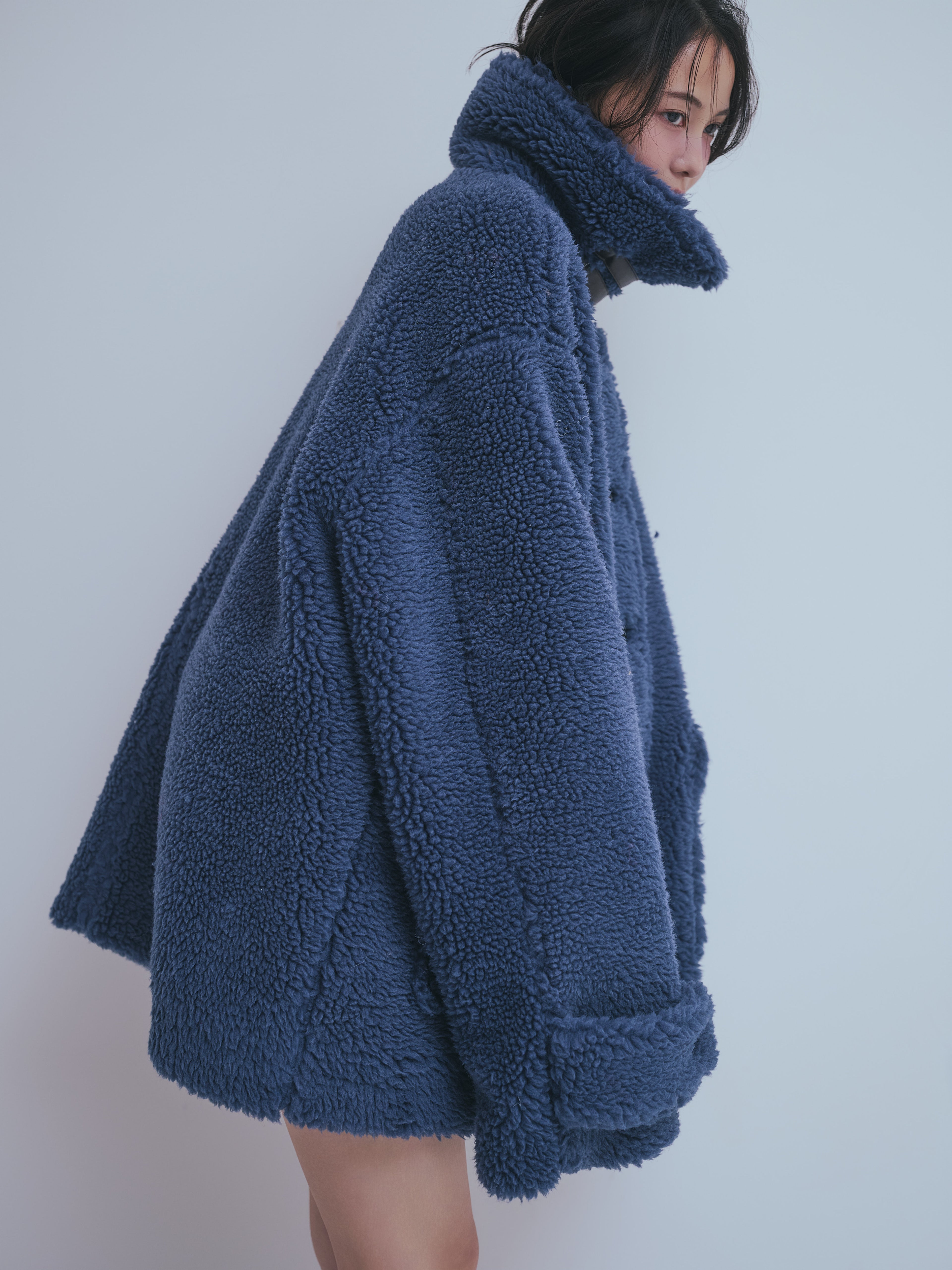 stand neck boa coat