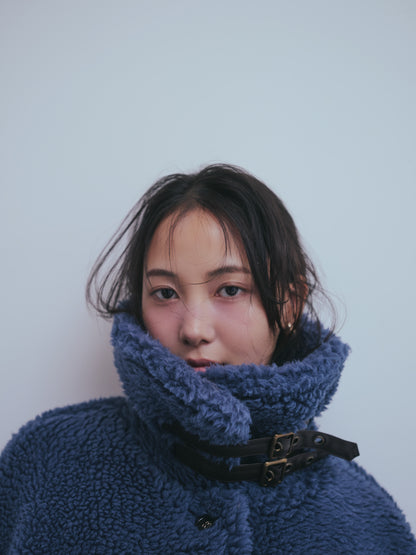 stand neck boa coat