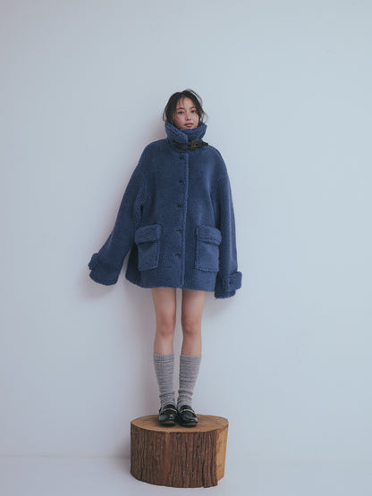 stand neck boa coat