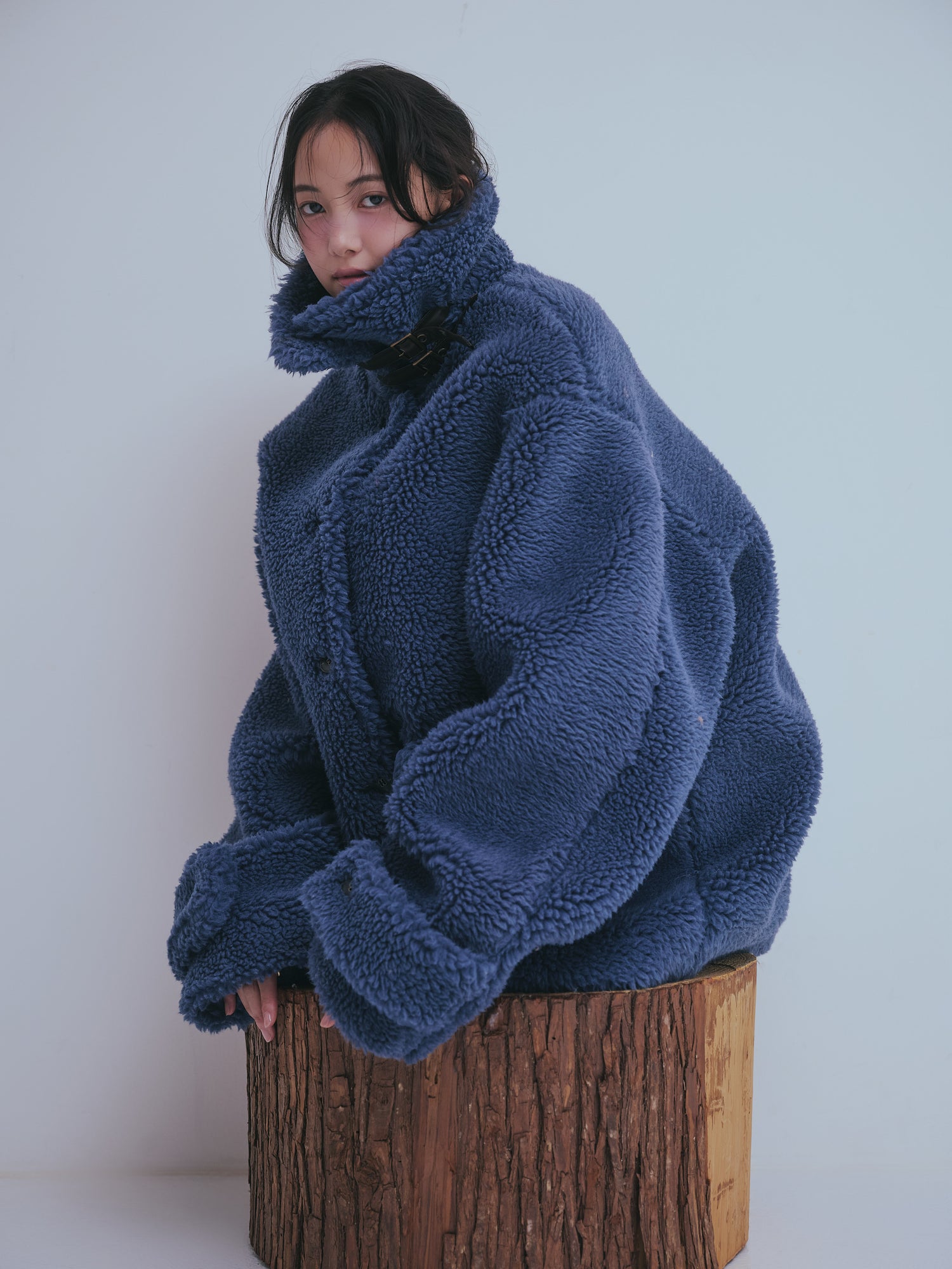 stand neck boa coat